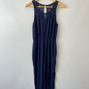 Elegant Navy Blue Lace Jumpsuit